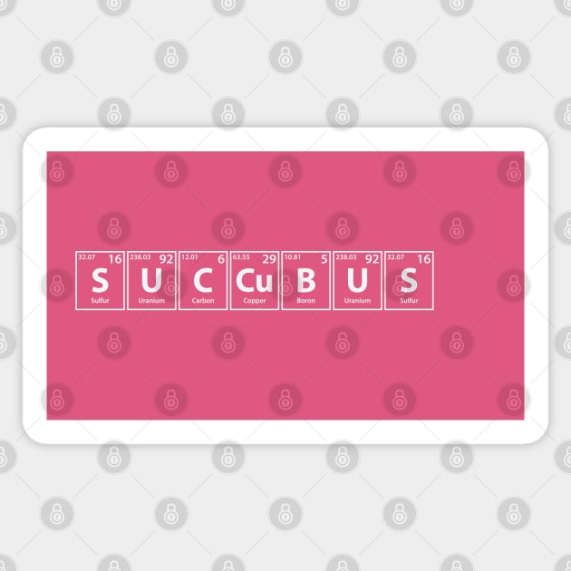 Succubus (S-U-C-Cu-B-U-S) Periodic Elements Spelling Sticker by cerebrands